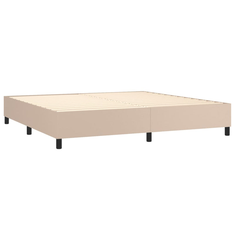 Pat continental cu saltea, cappuccino, 200x200 cm, piele eco