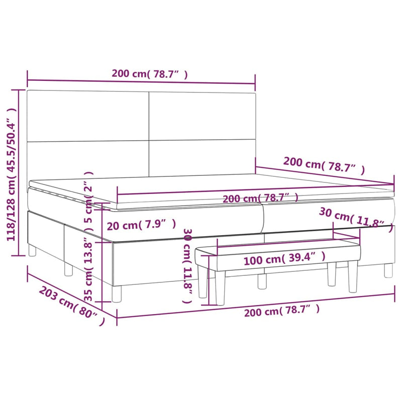 Pat continental cu saltea, cappuccino, 200x200 cm, piele eco
