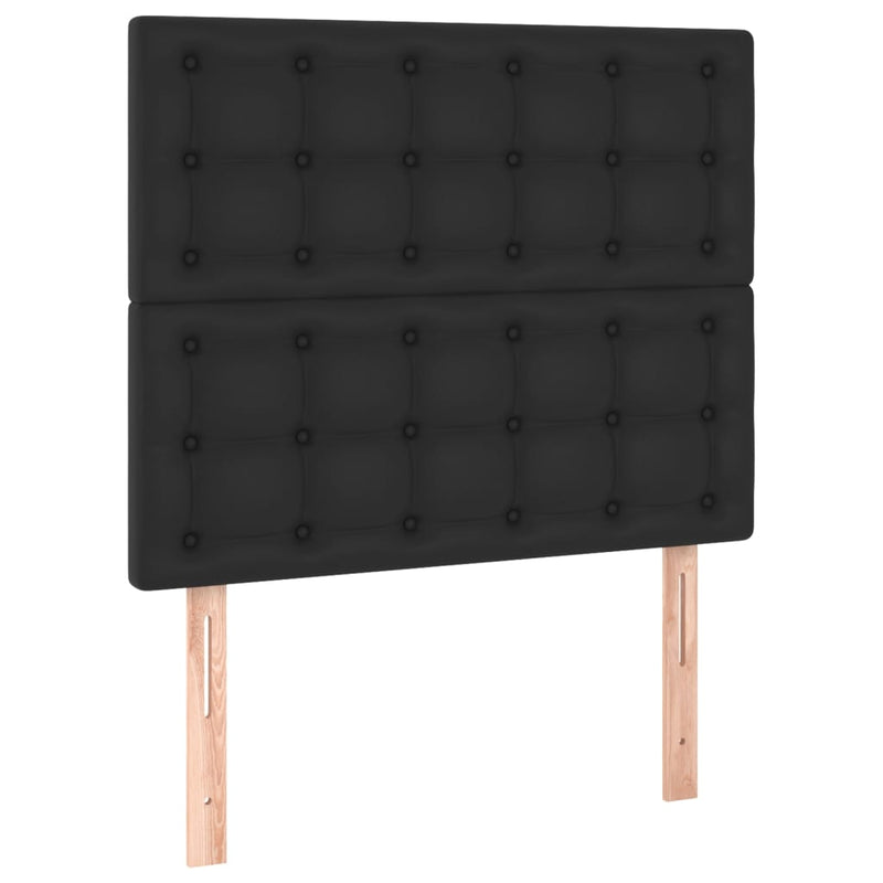 Pat box spring cu saltea, negru, 90x190 cm, piele ecologică