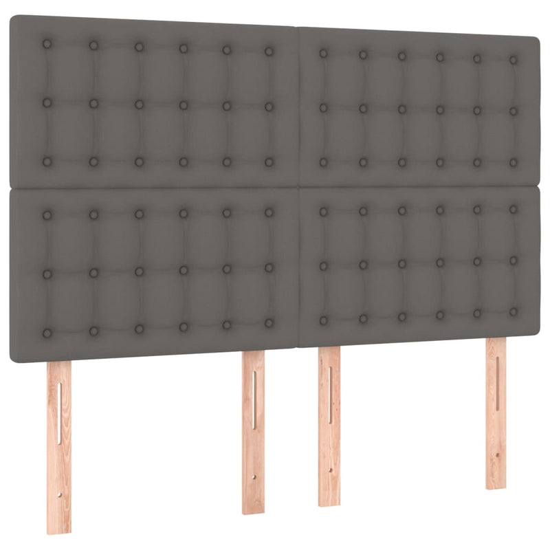 Pat box spring cu saltea, gri, 140x190 cm, piele ecologică
