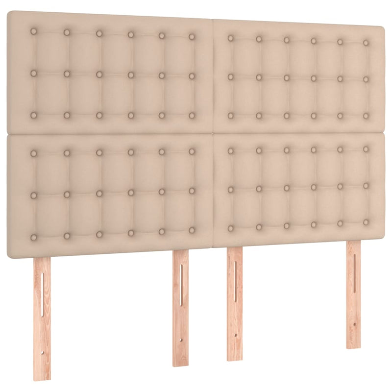 Pat box spring cu saltea, cappuccino, 140x200cm piele ecologică