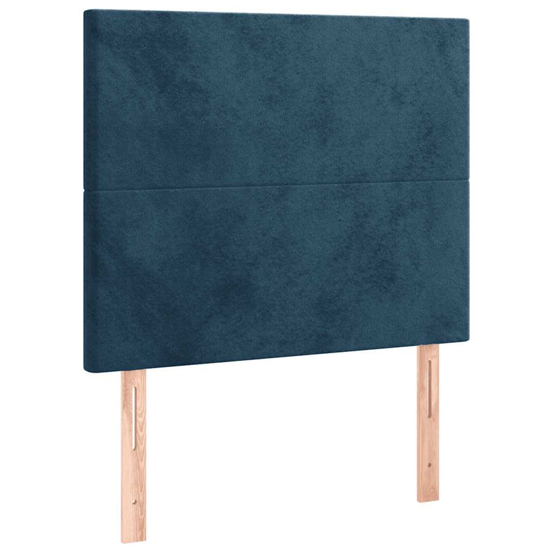 Pat box spring cu saltea, albastru închis, 90x190 cm, catifea