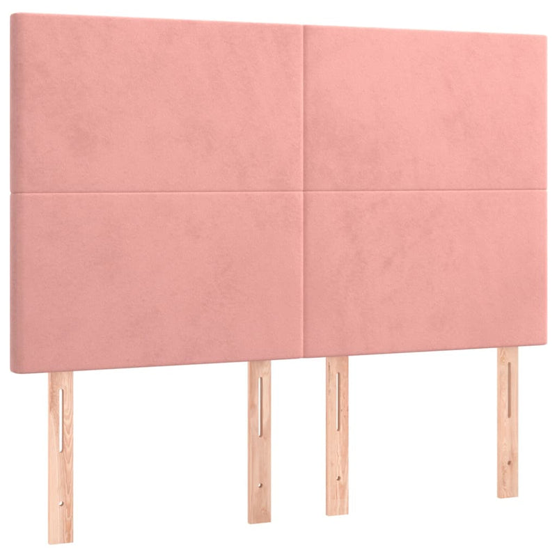 Pat box spring cu saltea, roz, 140x200 cm, catifea