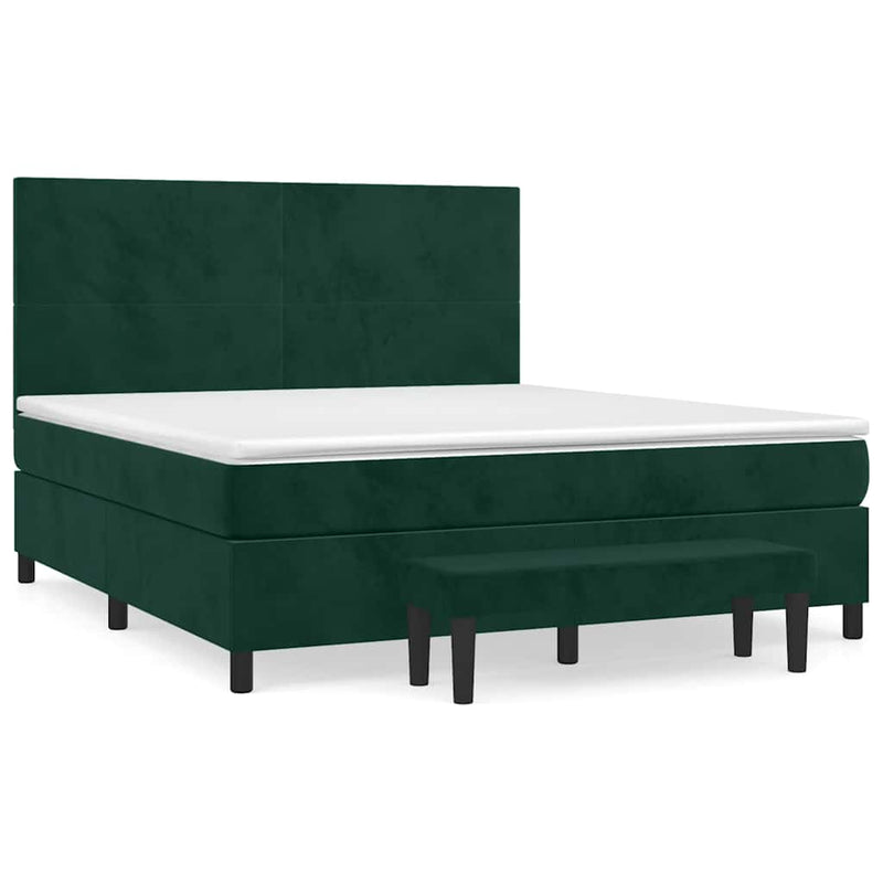 Pat box spring cu saltea, verde închis, 160x200 cm, catifea