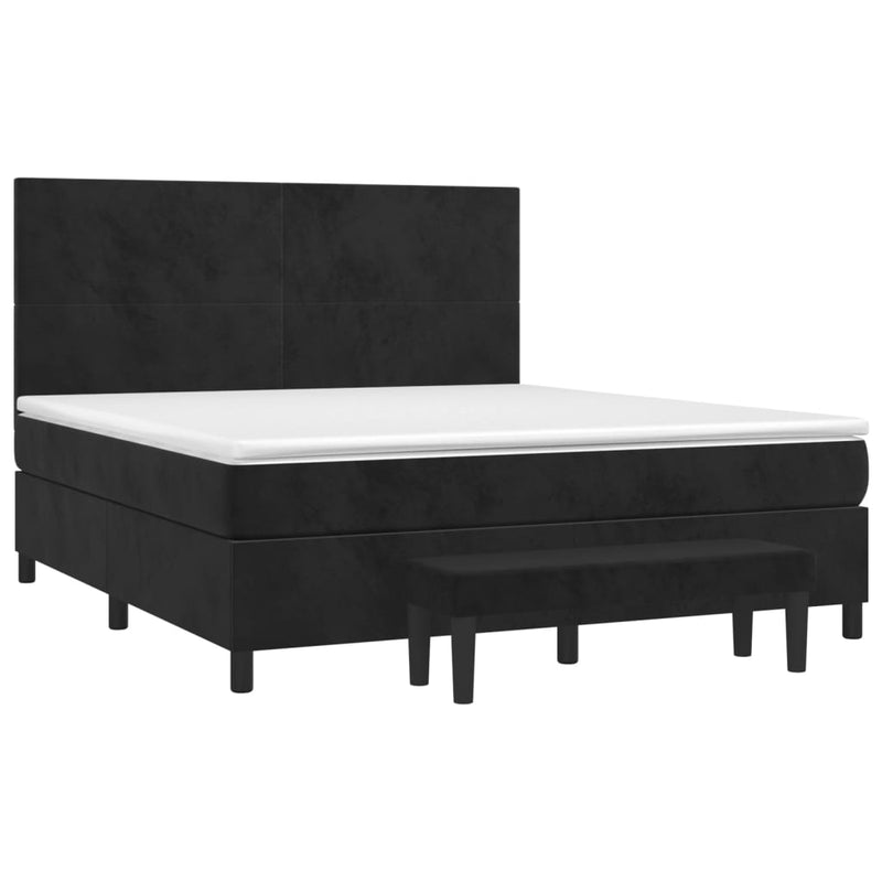 Pat box spring cu saltea, negru, 180x200 cm, catifea
