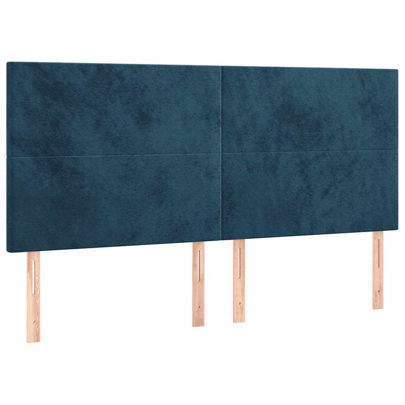 Pat box spring cu saltea, albastru închis, 200x200 cm, catifea