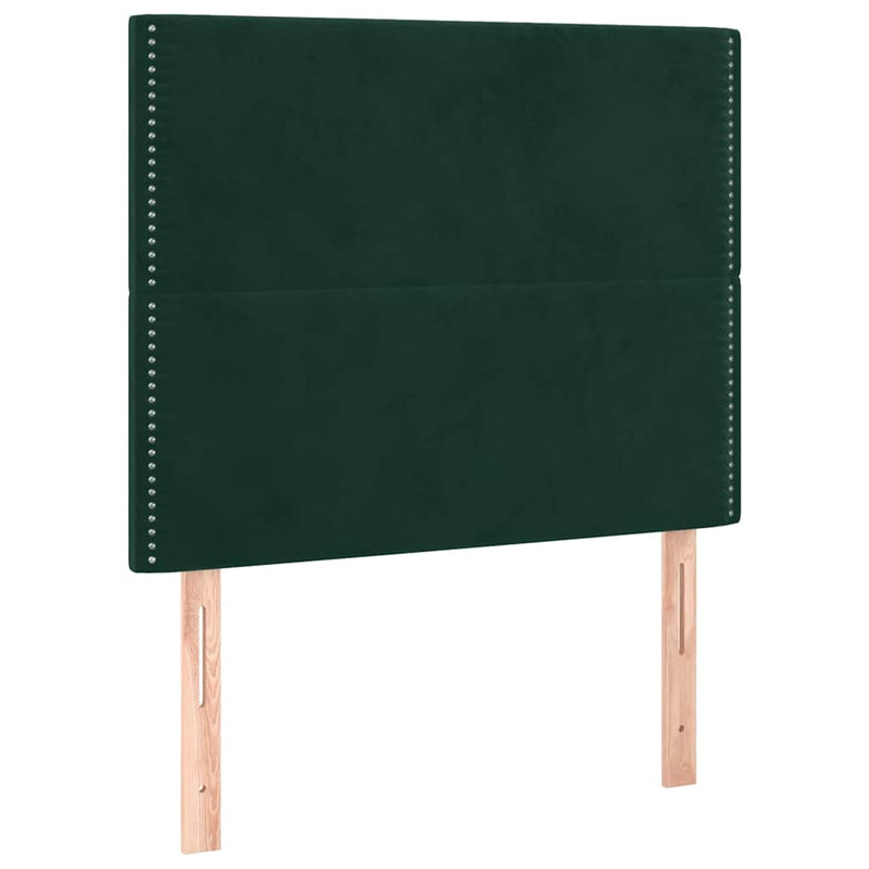 Pat box spring cu saltea, verde închis, 90x190 cm, catifea