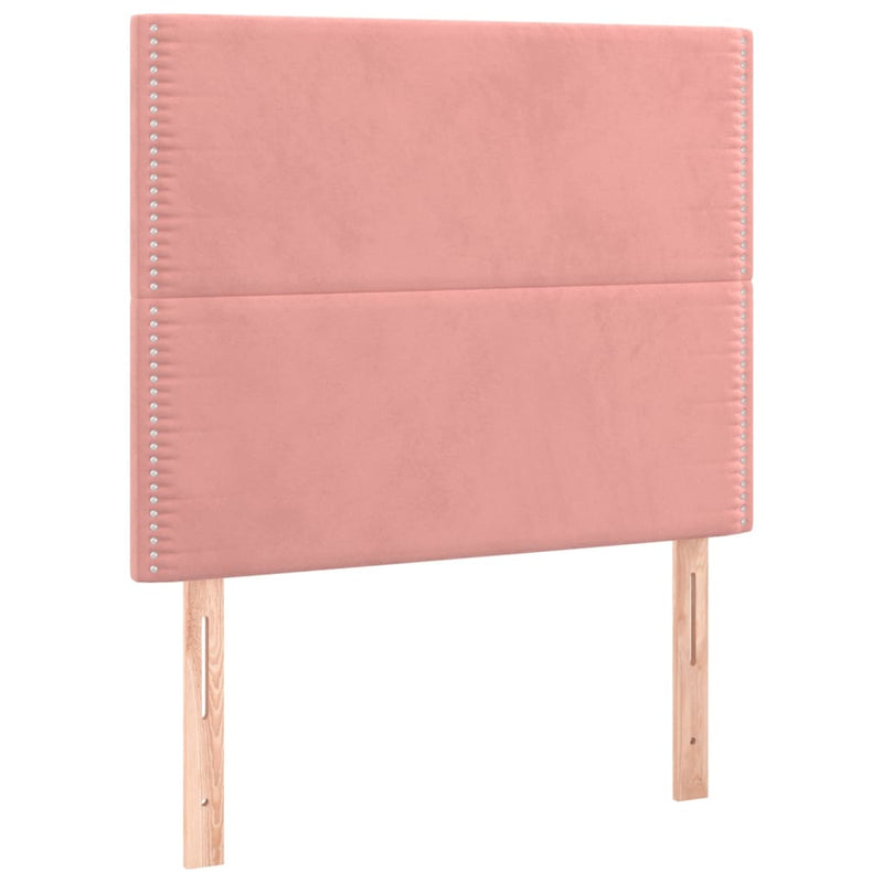 Pat box spring cu saltea, roz, 90x190 cm, catifea
