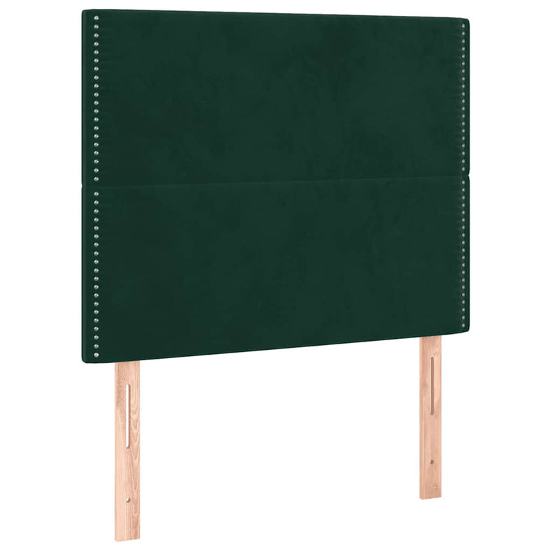 Pat box spring cu saltea, verde închis, 90x200 cm, catifea