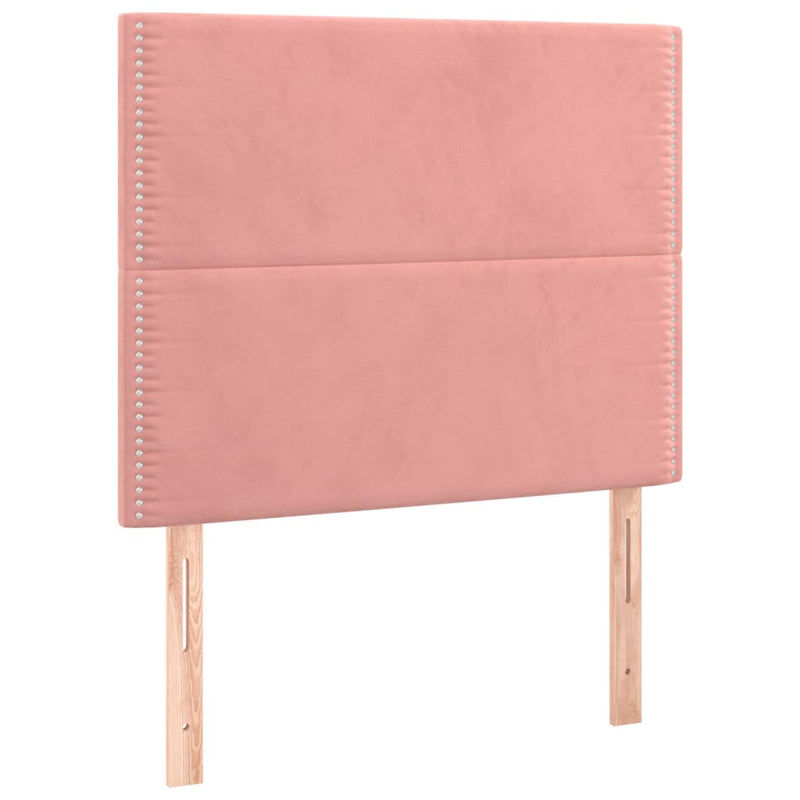 Pat box spring cu saltea, roz, 90x200 cm, catifea