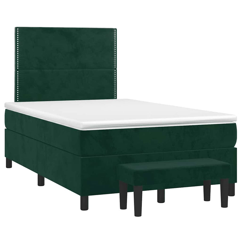 Pat box spring cu saltea, verde închis, 100x200 cm, catifea