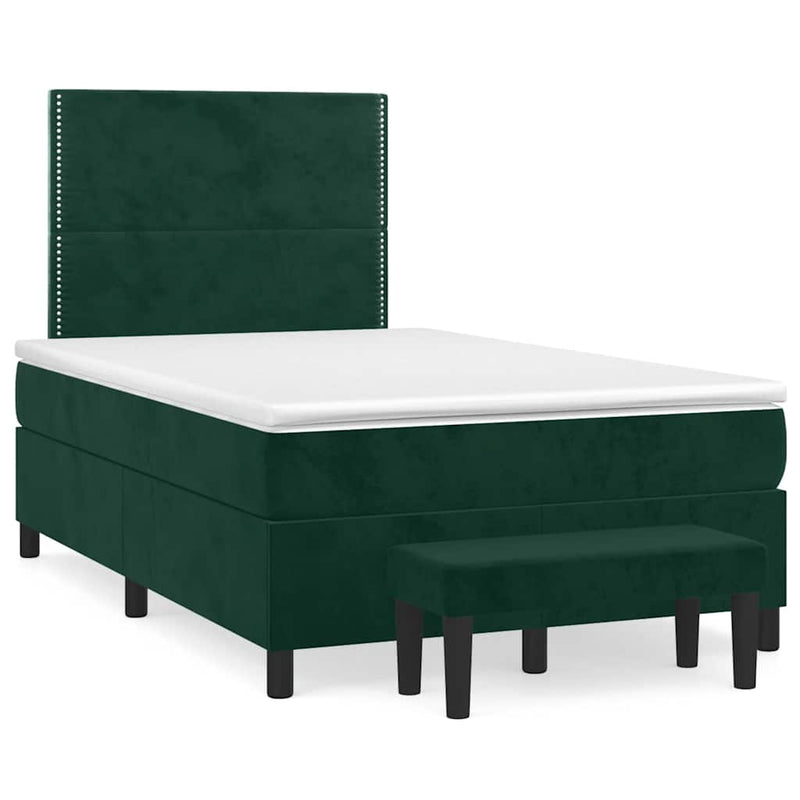 Pat box spring cu saltea, verde închis, 120x200 cm, catifea