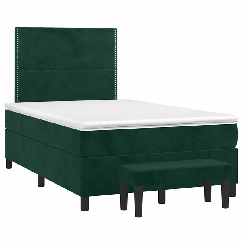 Pat box spring cu saltea, verde închis, 120x200 cm, catifea
