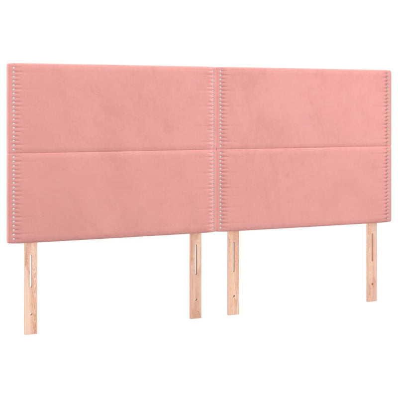 Pat box spring cu saltea, roz, 200x200 cm, catifea