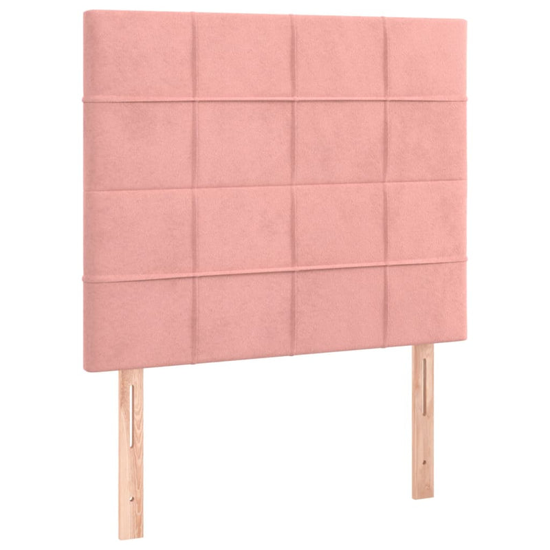 Pat box spring cu saltea, roz, 90x200 cm, catifea