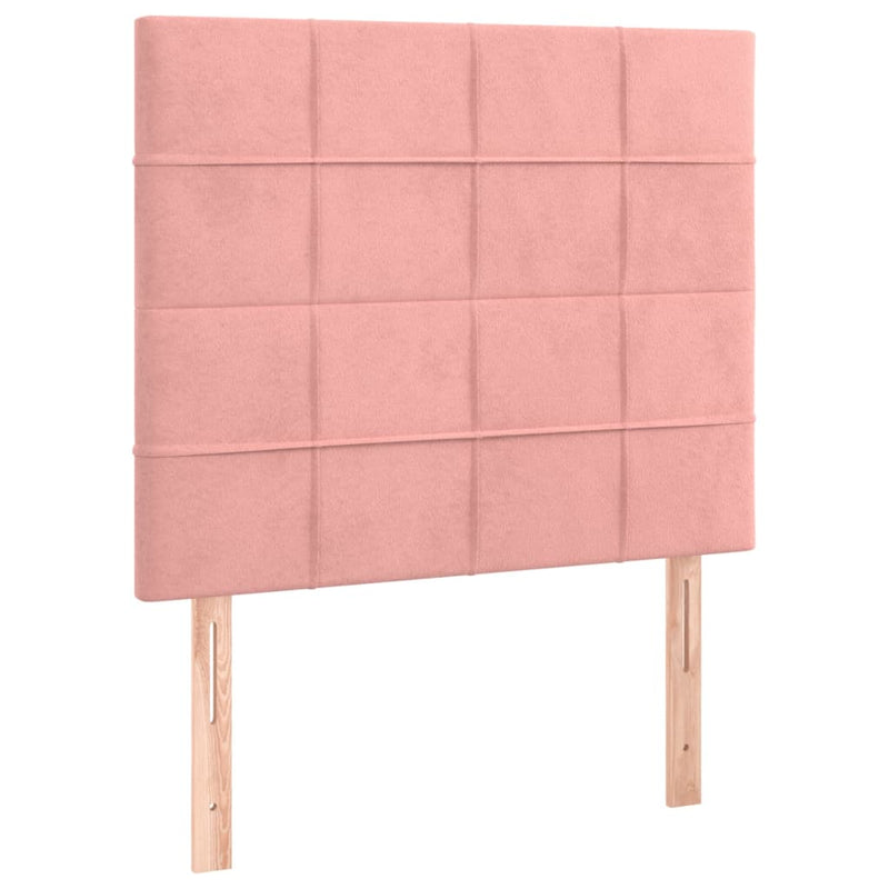 Pat box spring cu saltea, roz, 100x200 cm, catifea
