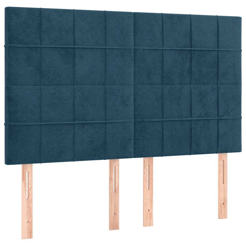 Pat box spring cu saltea, albastru închis, 140x190 cm, catifea