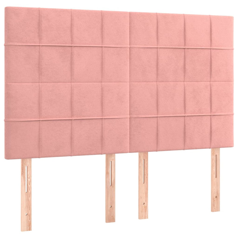 Pat box spring cu saltea, roz, 140x190 cm, catifea