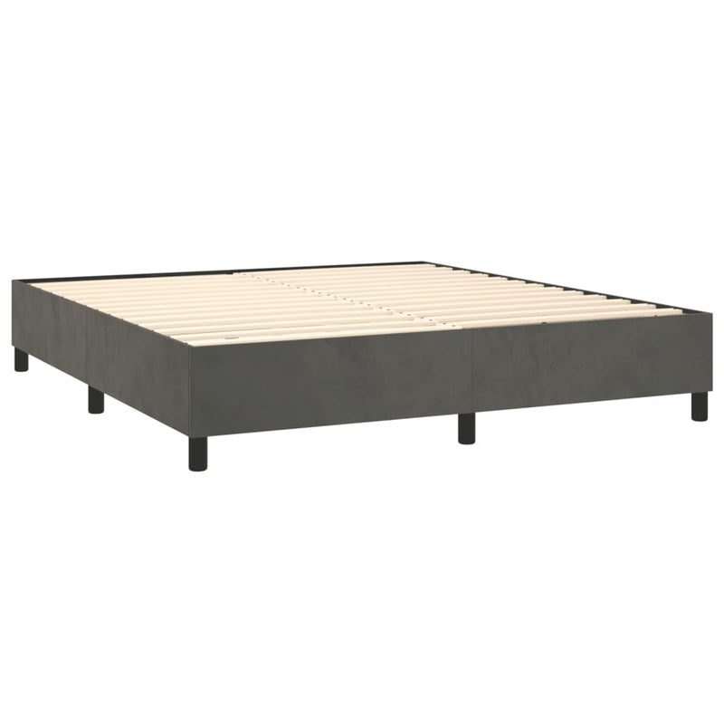 Pat box spring cu saltea, gri închis, 180x200 cm, catifea