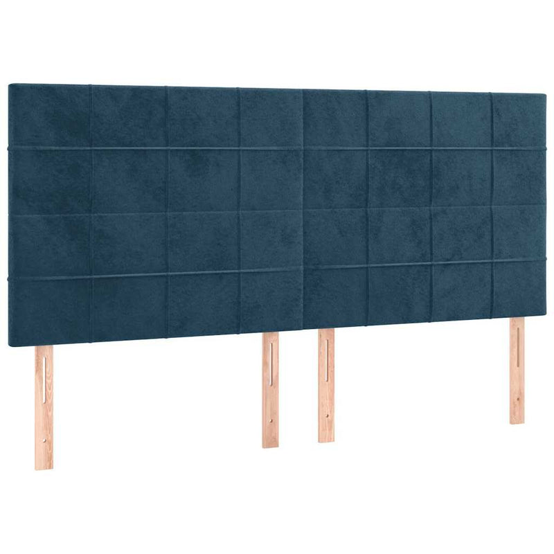 Pat box spring cu saltea, albastru închis, 200x200 cm, catifea