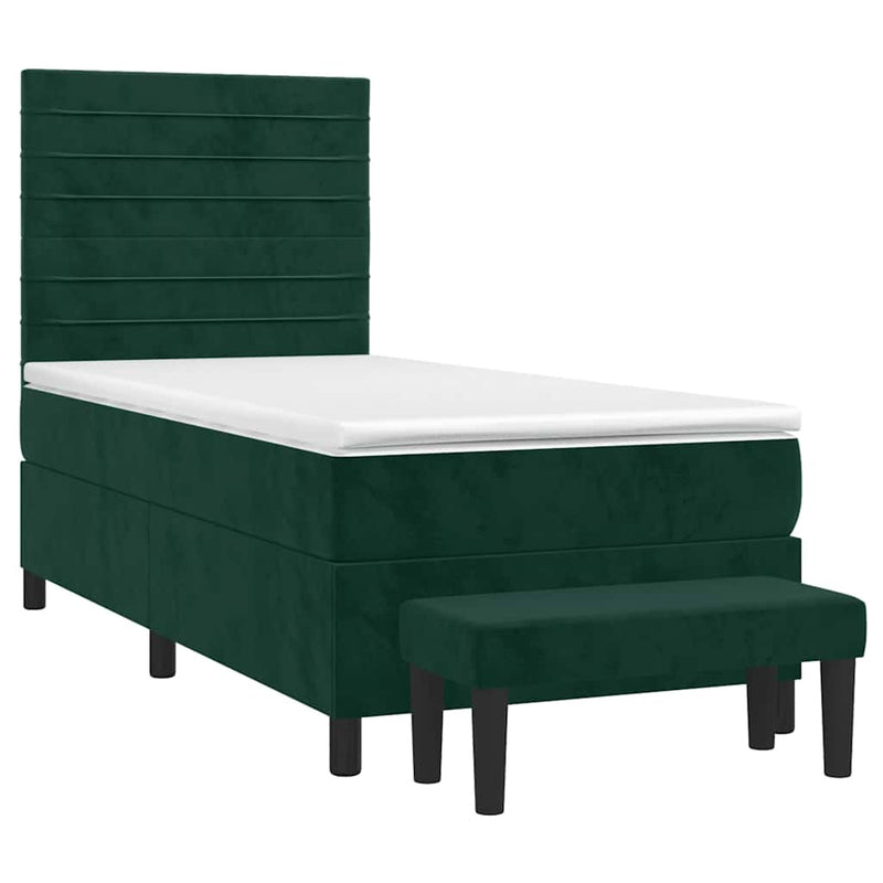 Pat box spring cu saltea, verde închis, 80x200 cm, catifea