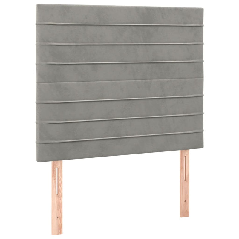 Pat box spring cu saltea, gri deschis, 100x200 cm, catifea