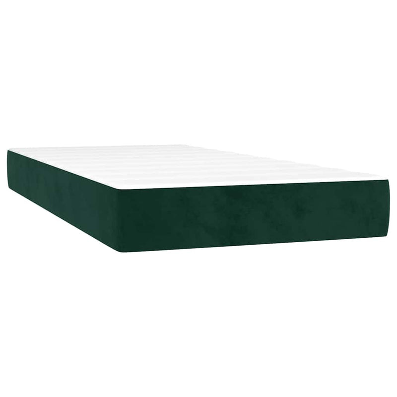 Pat box spring cu saltea, verde închis, 100x200 cm, catifea