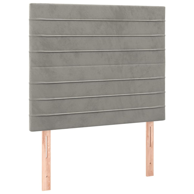 Pat continental cu saltea, gri deschis, 120x200 cm, catifea