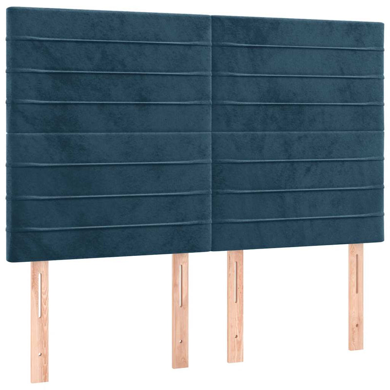 Pat box spring cu saltea, albastru închis, 140x200 cm, catifea