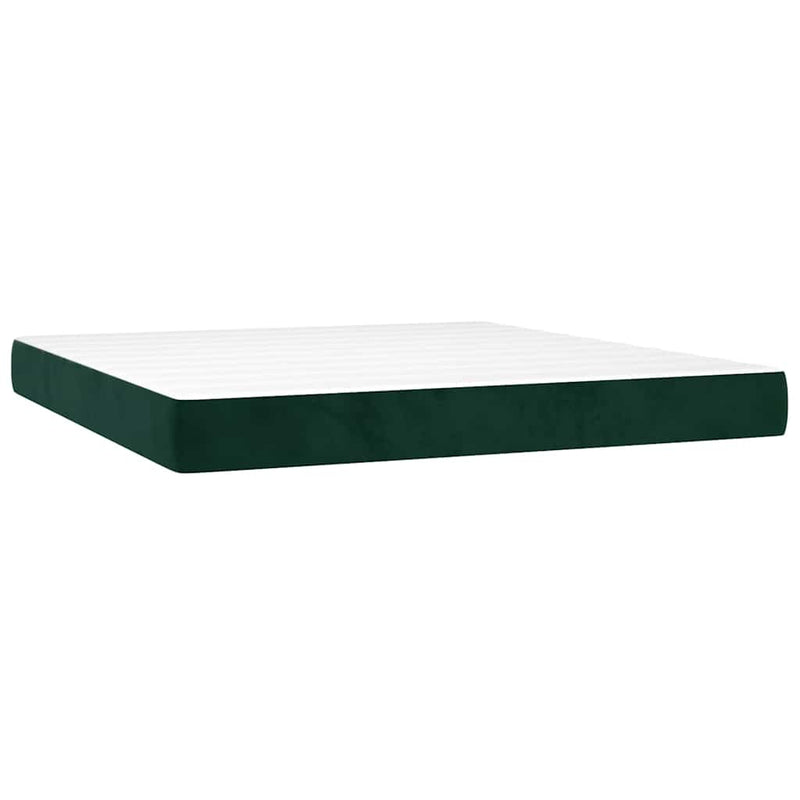 Pat box spring cu saltea, verde închis, 180x200 cm, catifea