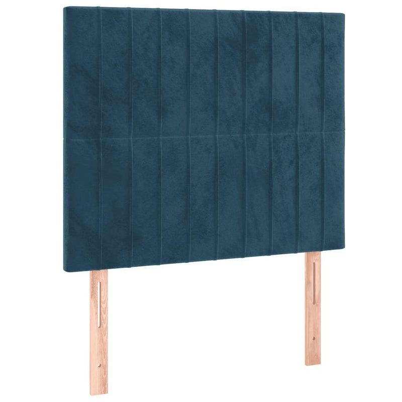 Pat box spring cu saltea, albastru închis, 80x200 cm, catifea