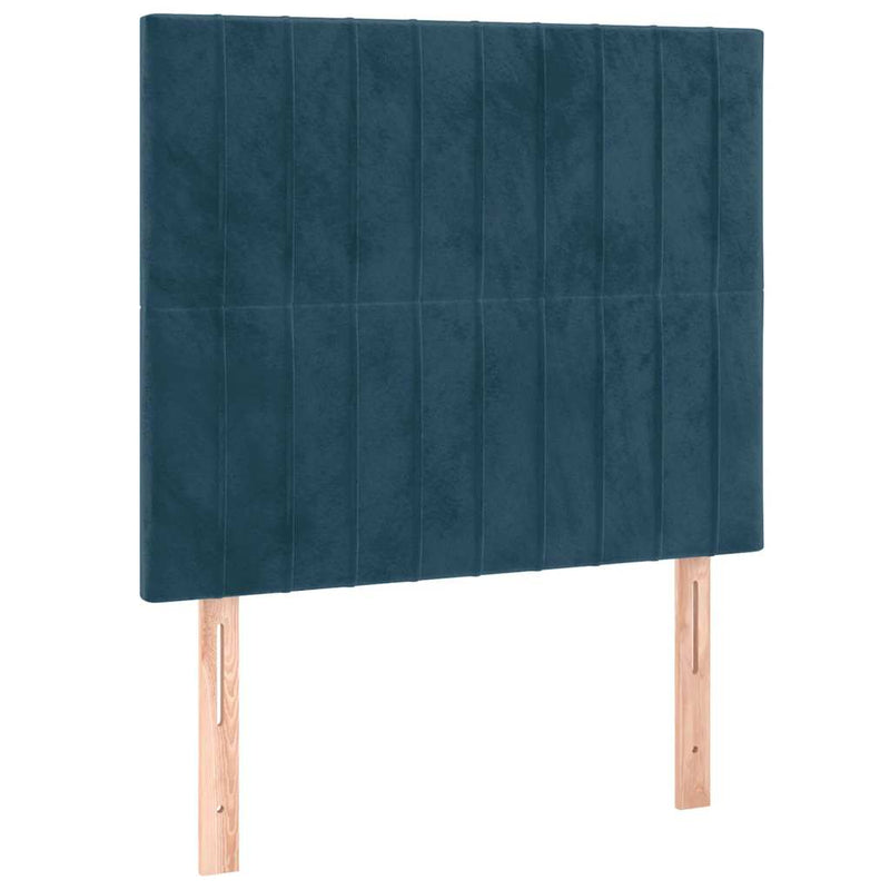 Pat box spring cu saltea, albastru închis, 90x190 cm, catifea