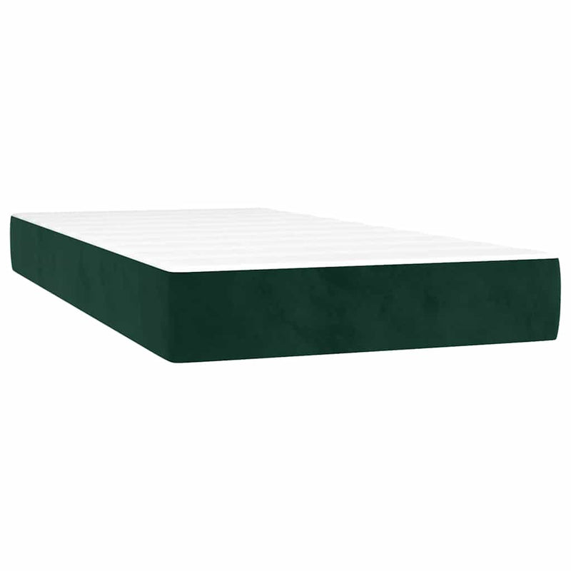 Pat box spring cu saltea, verde închis, 100x200 cm, catifea