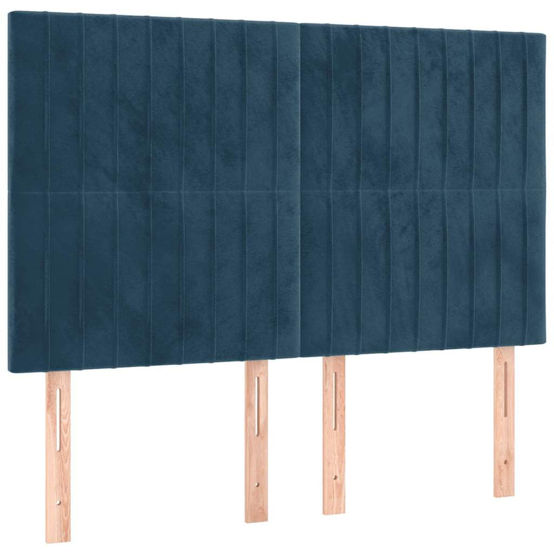 Pat box spring cu saltea, albastru închis, 140x190 cm, catifea