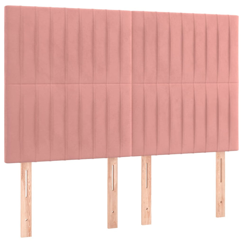 Pat box spring cu saltea, roz, 140x190 cm, catifea