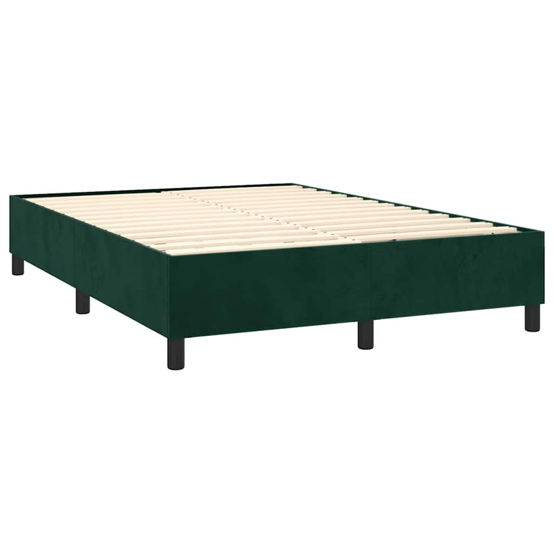 Pat box spring cu saltea, verde închis, 140x200 cm, catifea