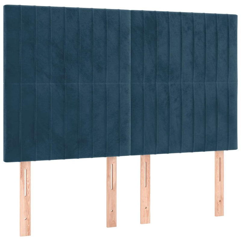 Pat box spring cu saltea, albastru închis, 140x200 cm, catifea