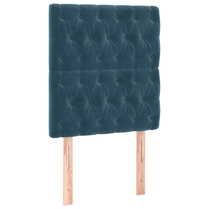 Pat box spring cu saltea, albastru închis, 80x200 cm, catifea
