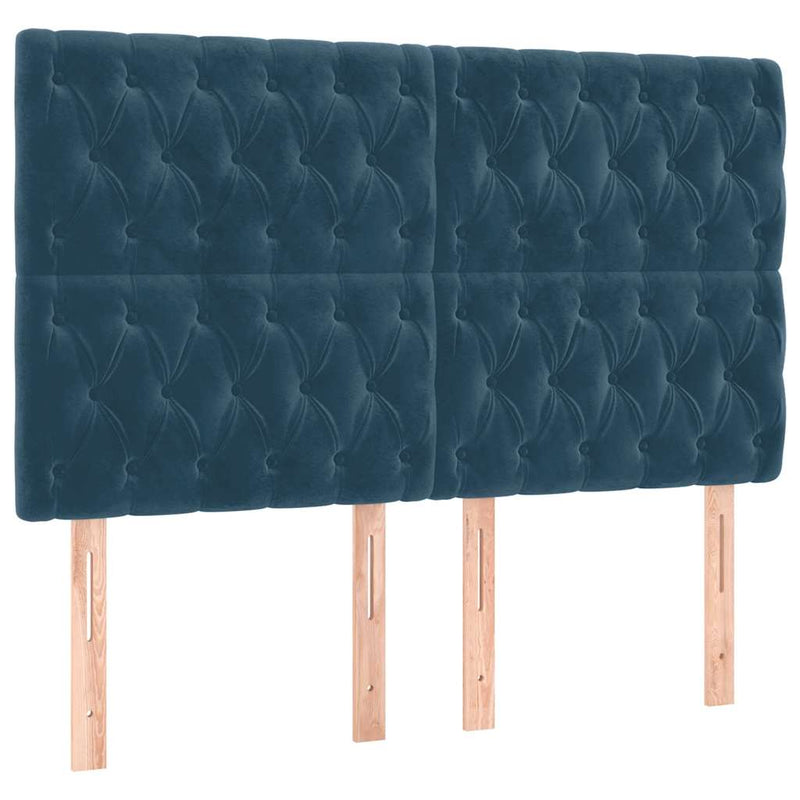 Pat box spring cu saltea, albastru închis, 140x190 cm, catifea