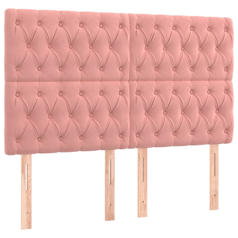 Pat box spring cu saltea, roz, 140x190 cm, catifea