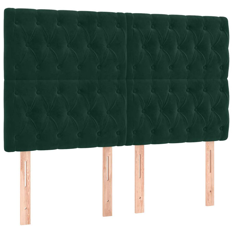 Pat box spring cu saltea, verde închis, 140x200 cm, catifea