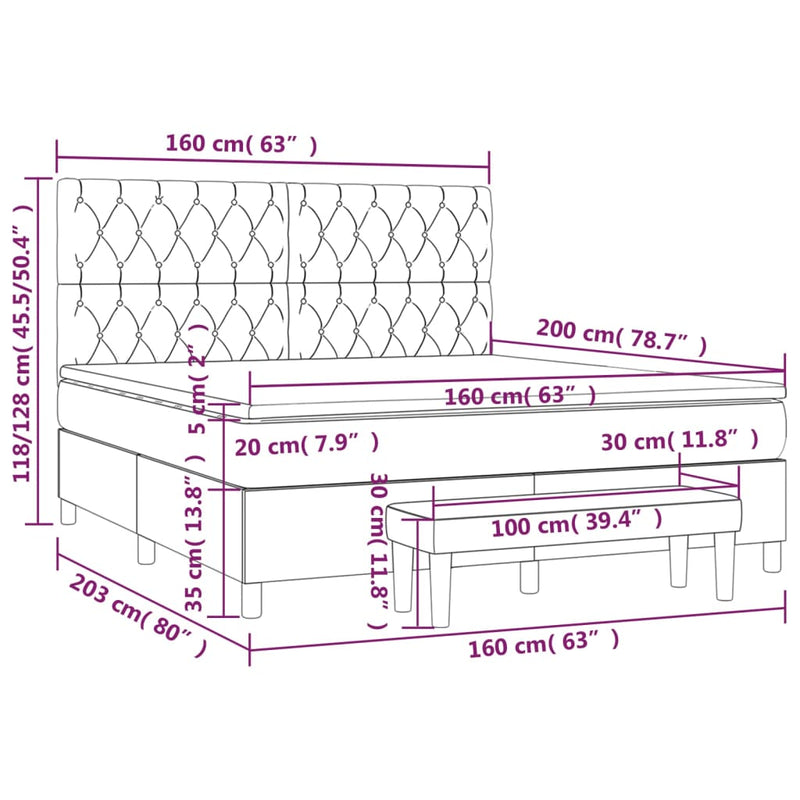 Pat box spring cu saltea, negru, 160x200 cm, catifea