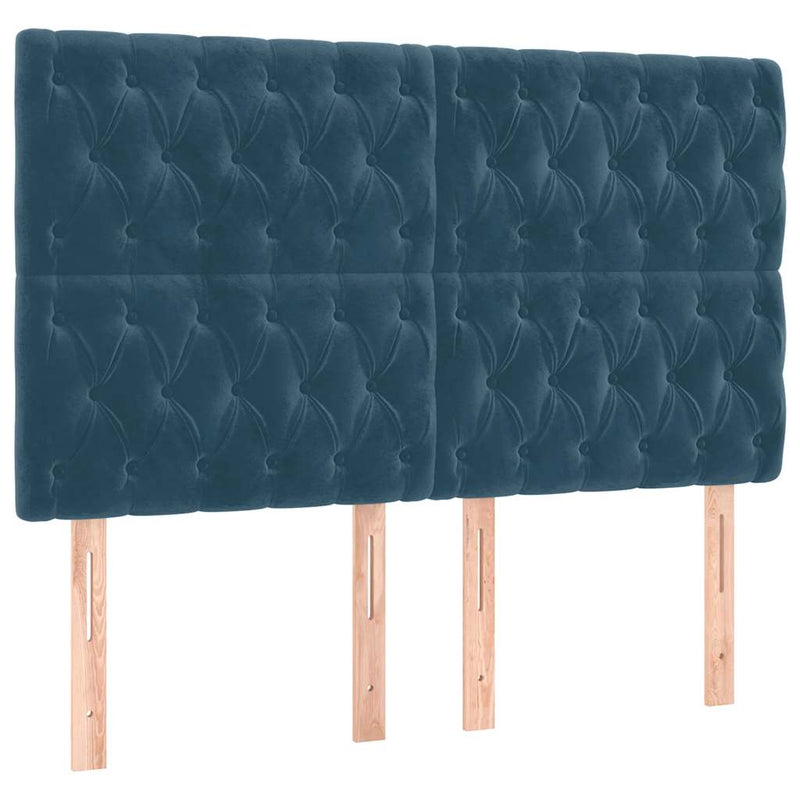 Pat box spring cu saltea, albastru închis, 160x200 cm, catifea