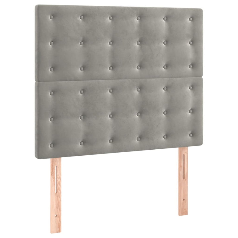 Pat continental cu saltea, gri deschis, 80x200 cm, catifea