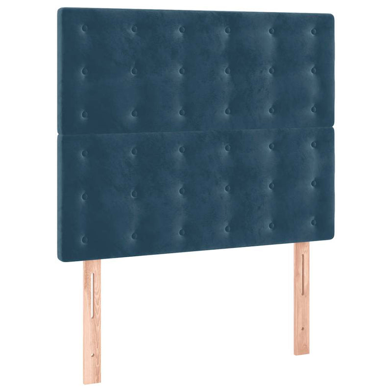 Pat box spring cu saltea, albastru închis, 80x200 cm, catifea