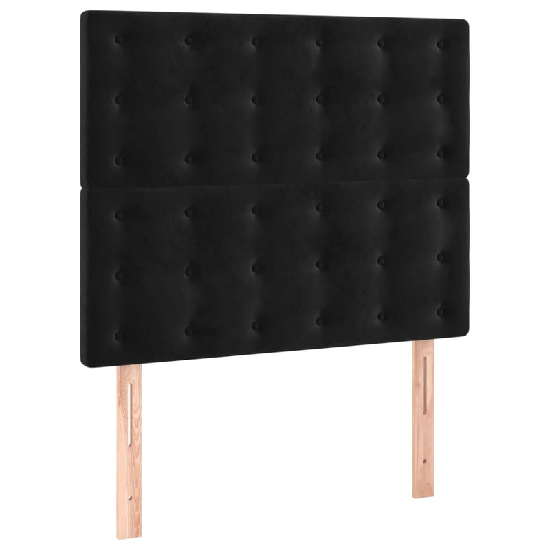 Pat box spring cu saltea, negru, 90x190 cm, catifea