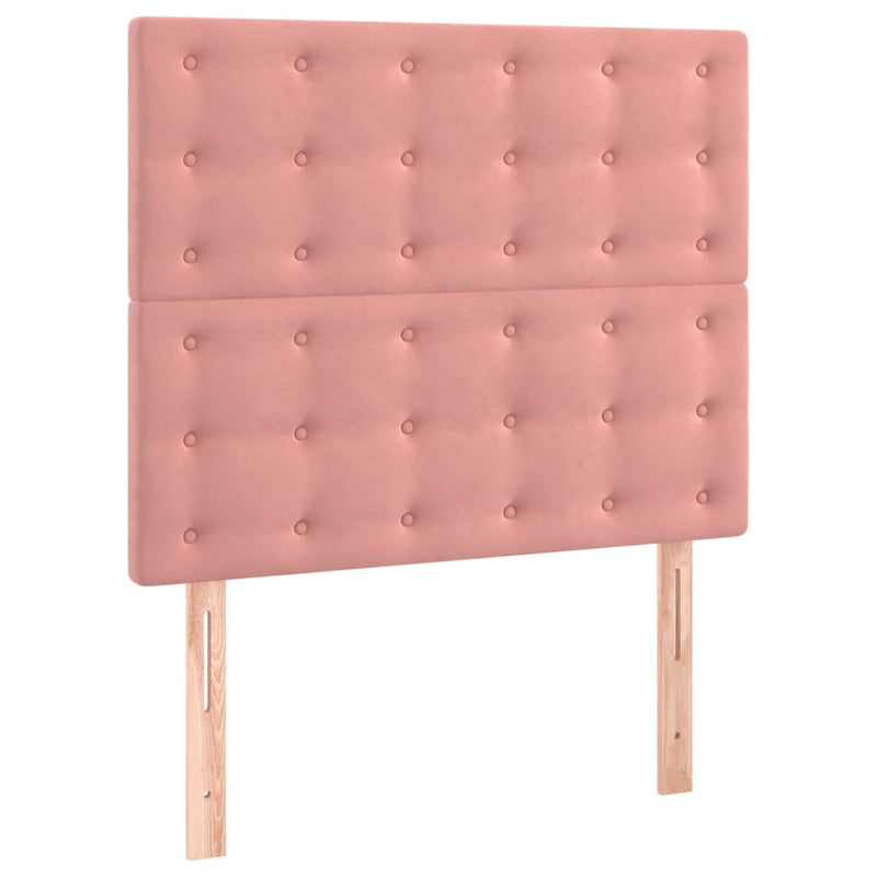 Pat box spring cu saltea, roz, 90x190 cm, catifea