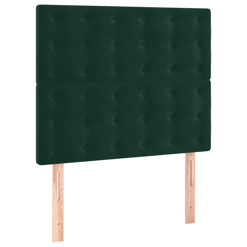 Pat box spring cu saltea, verde închis, 90x200 cm, catifea
