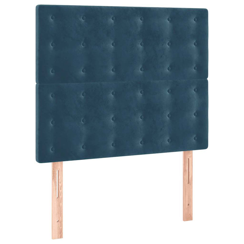 Pat box spring cu saltea, albastru închis, 90x200 cm, catifea
