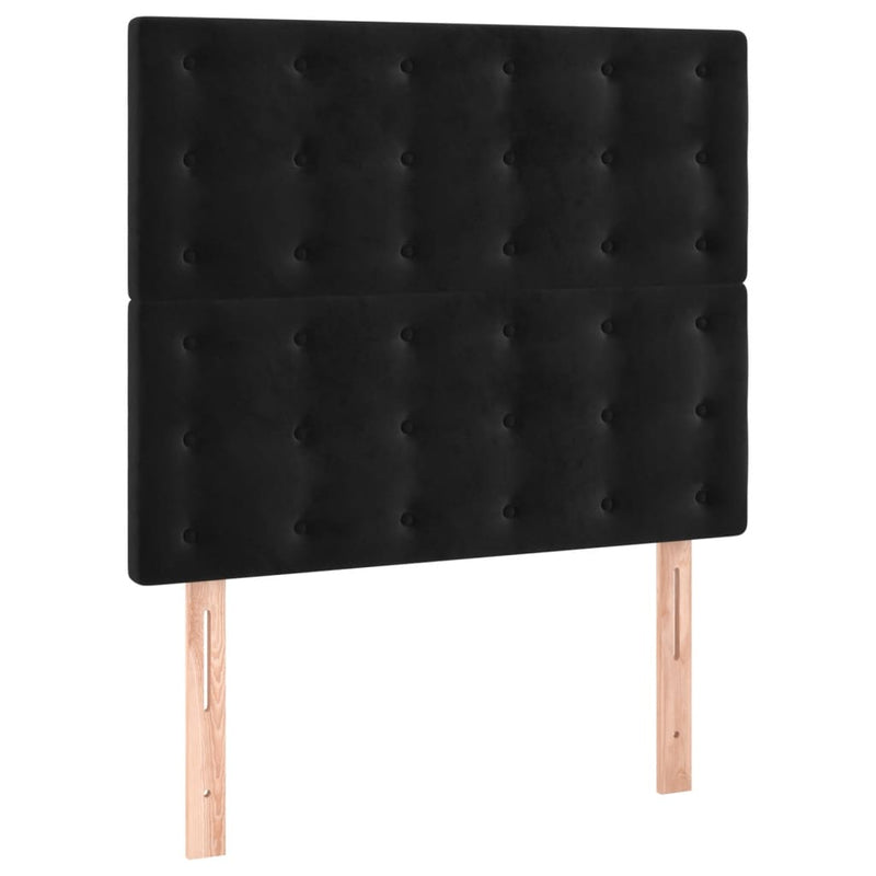 Pat box spring cu saltea, negru, 100x200 cm, catifea